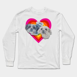 Super cute Shiz Tzus on a rainbow heart! Long Sleeve T-Shirt